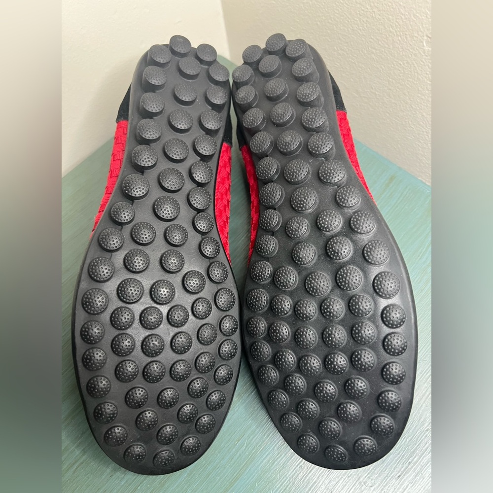 Bernie Mev Red Woven Flats with Black Suede Toe Cap Size 40 comfort - Picture 6 of 6
